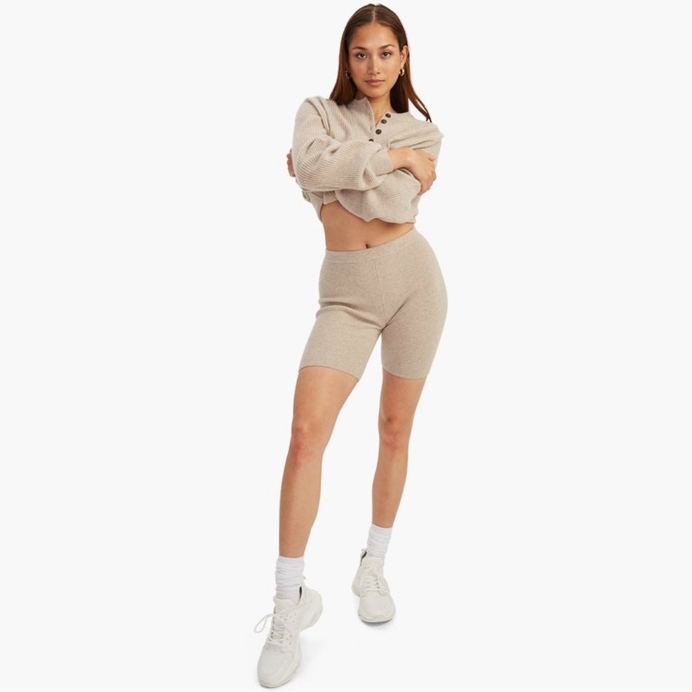 NAADAM Modal Recycled Cashmere Bike Shorts - Oat Tan - Size Small EUC